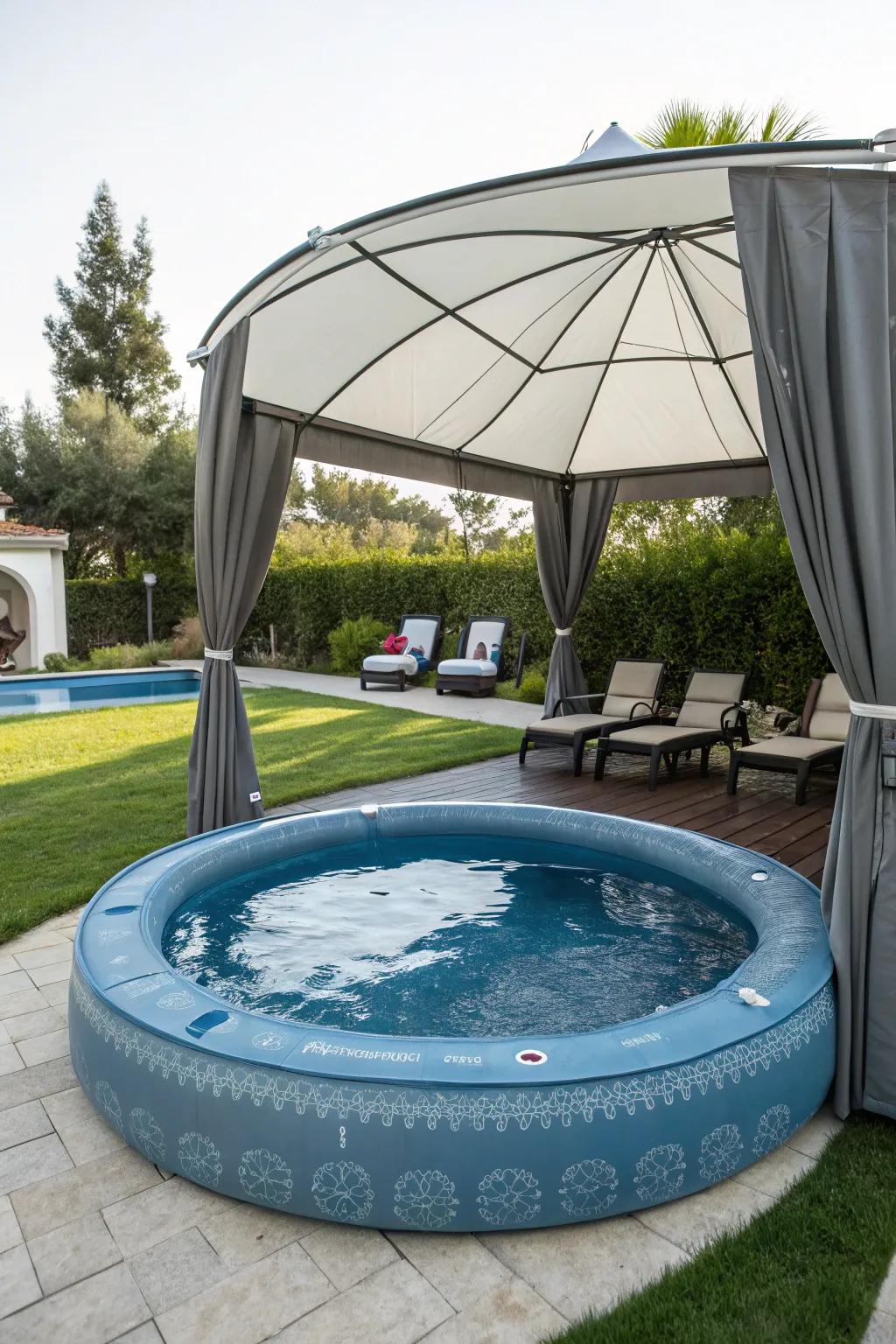 Stay cool and shaded with a canopy over your pool.