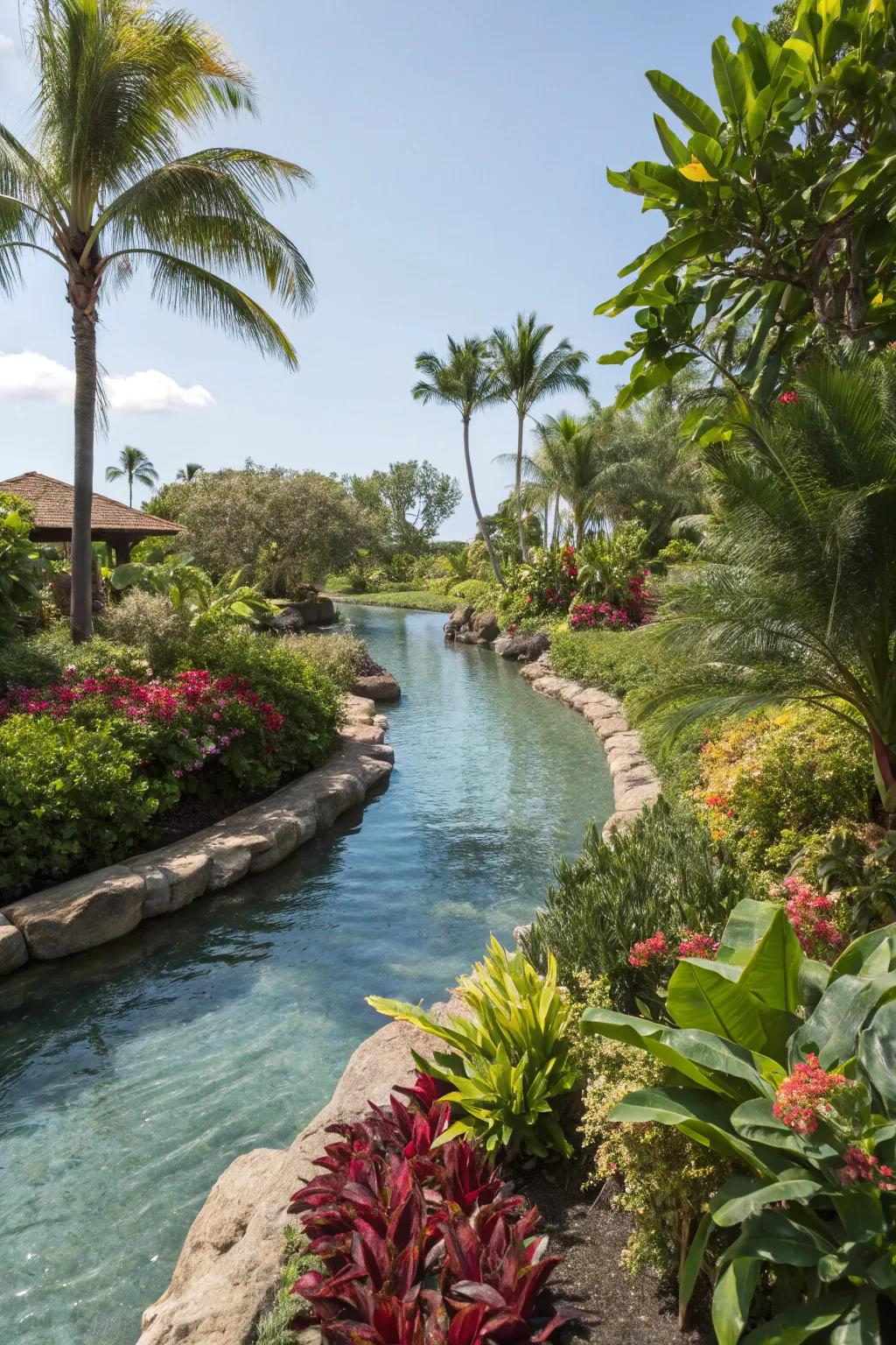 Lush greenery transforms your lazy river into a tropical paradise.