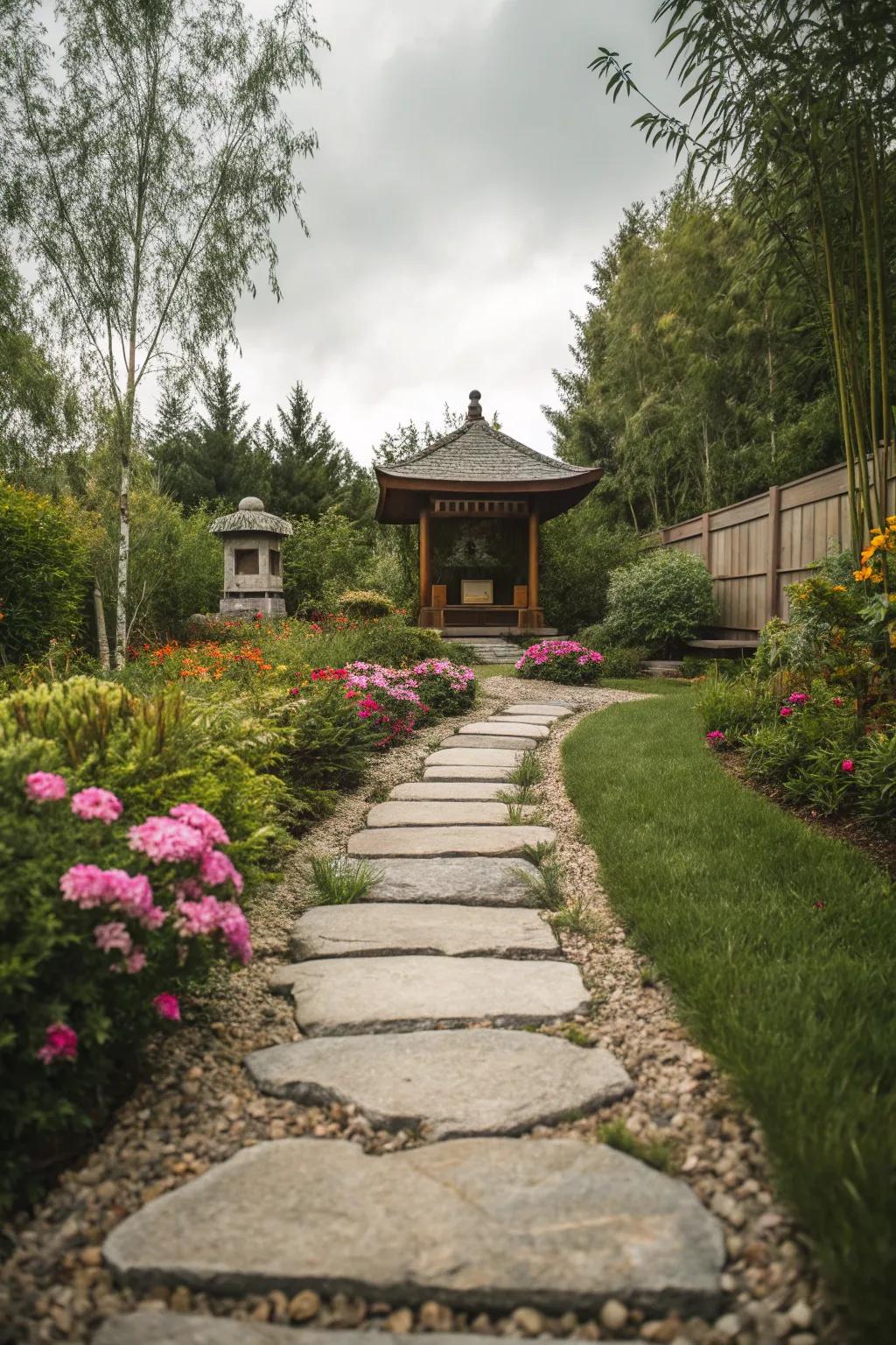Winding stone paths lead to tranquil moments.