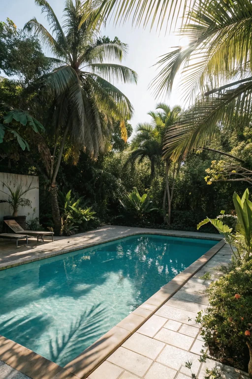 Palm trees enhance the resort-like atmosphere of poolside areas.