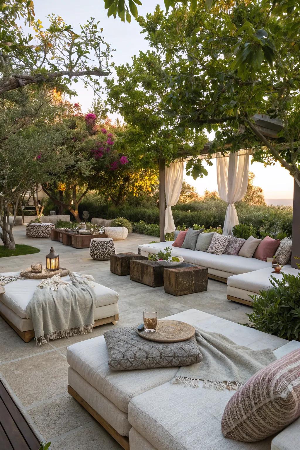 Invite relaxation with a comfy and inviting lounge area.