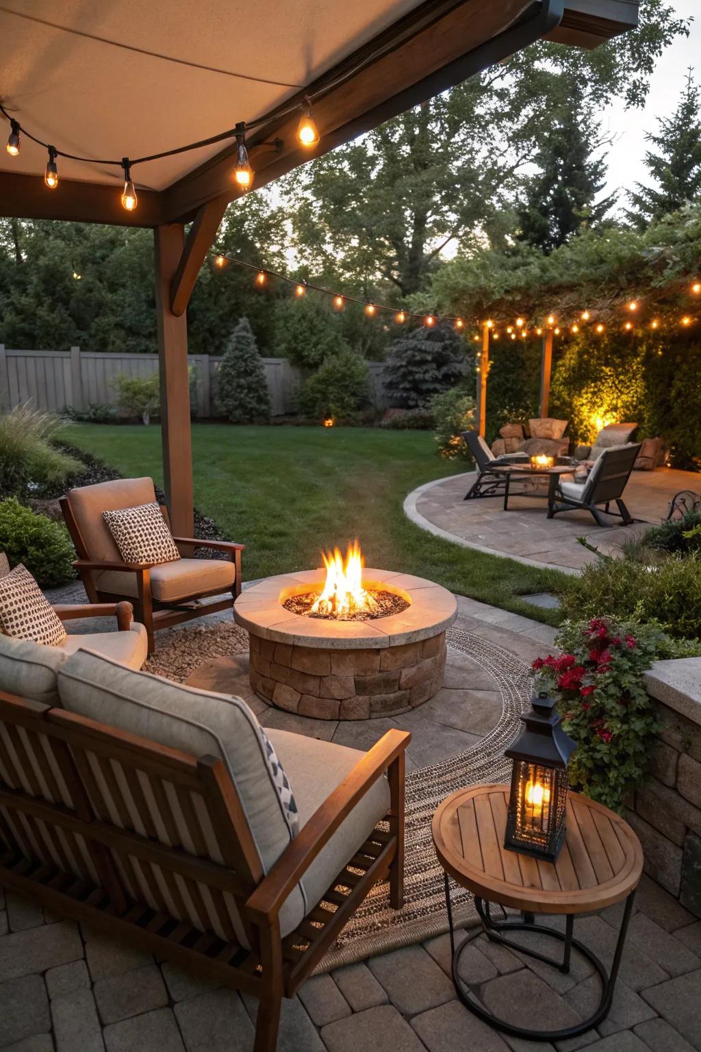 A fire pit adds warmth and a focal point to your patio.