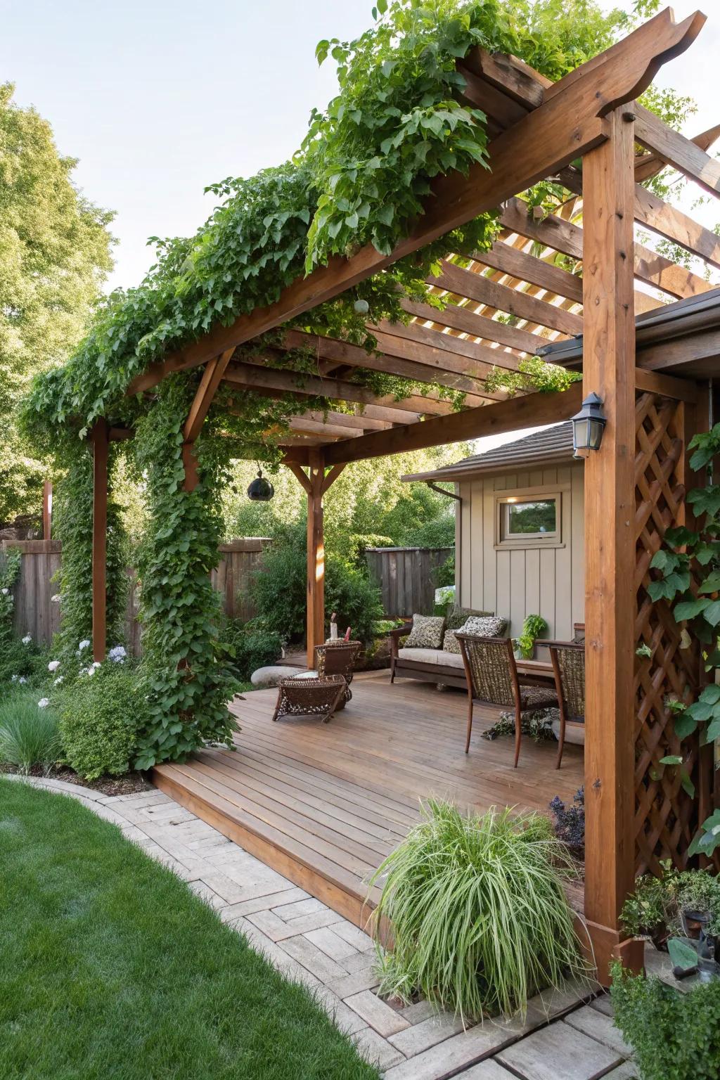Enhance your terrace with a pergola for shade and style.