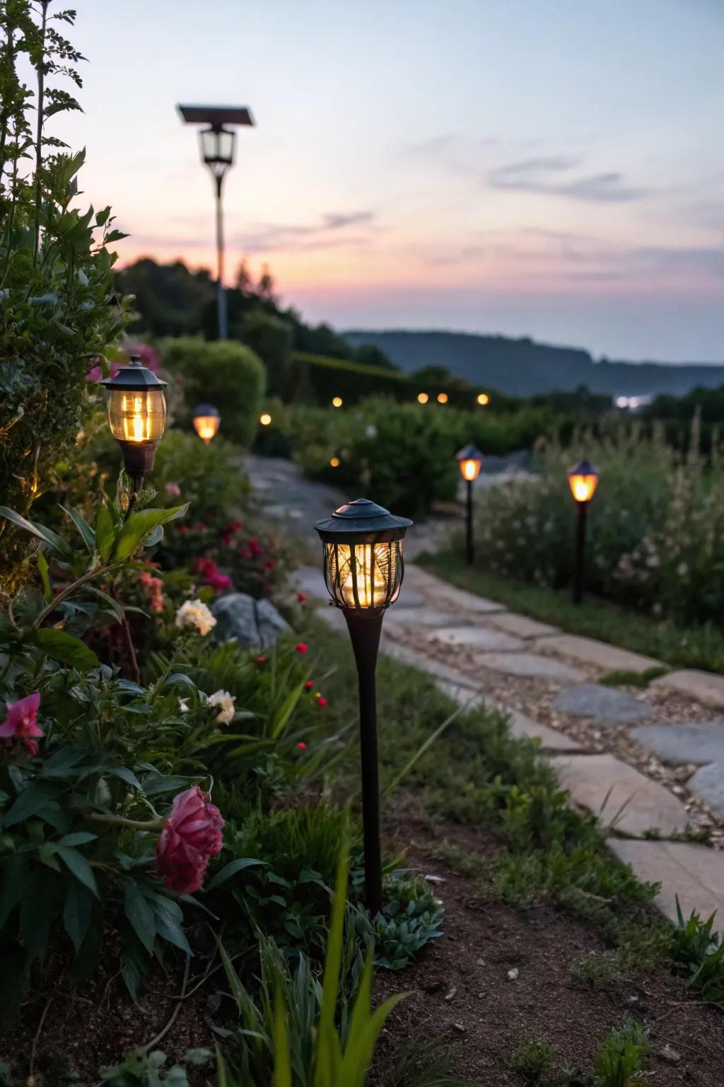 Eco-friendly solar torches offer a sustainable glow for your backyard.