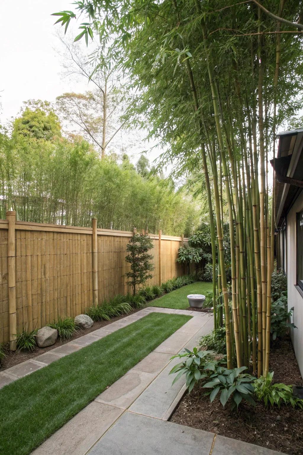 Bamboo fencing adds a tropical feel to your space.