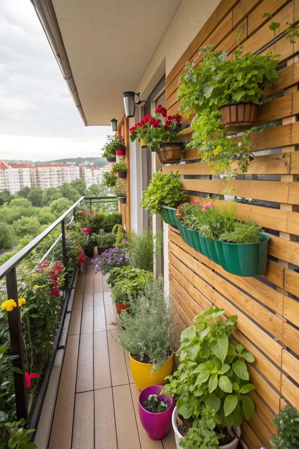 Vertical gardens are a fantastic way to add greenery to small balconies.