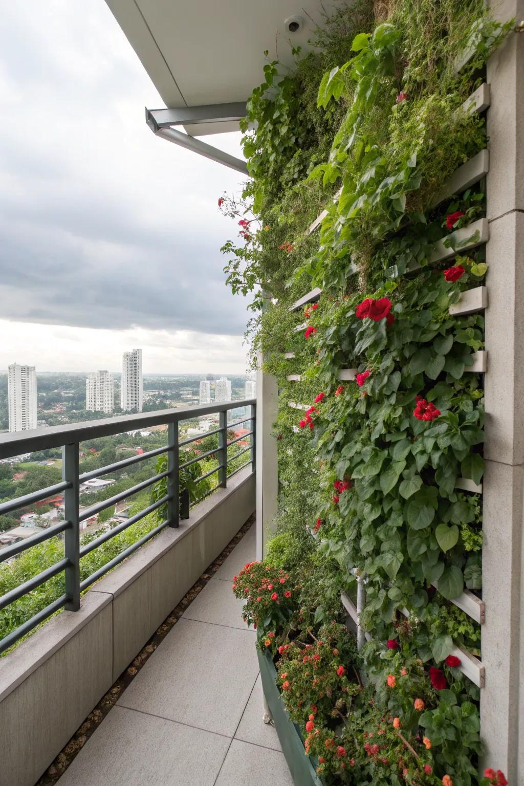Vertical gardens offer a natural way to block views while adding greenery.