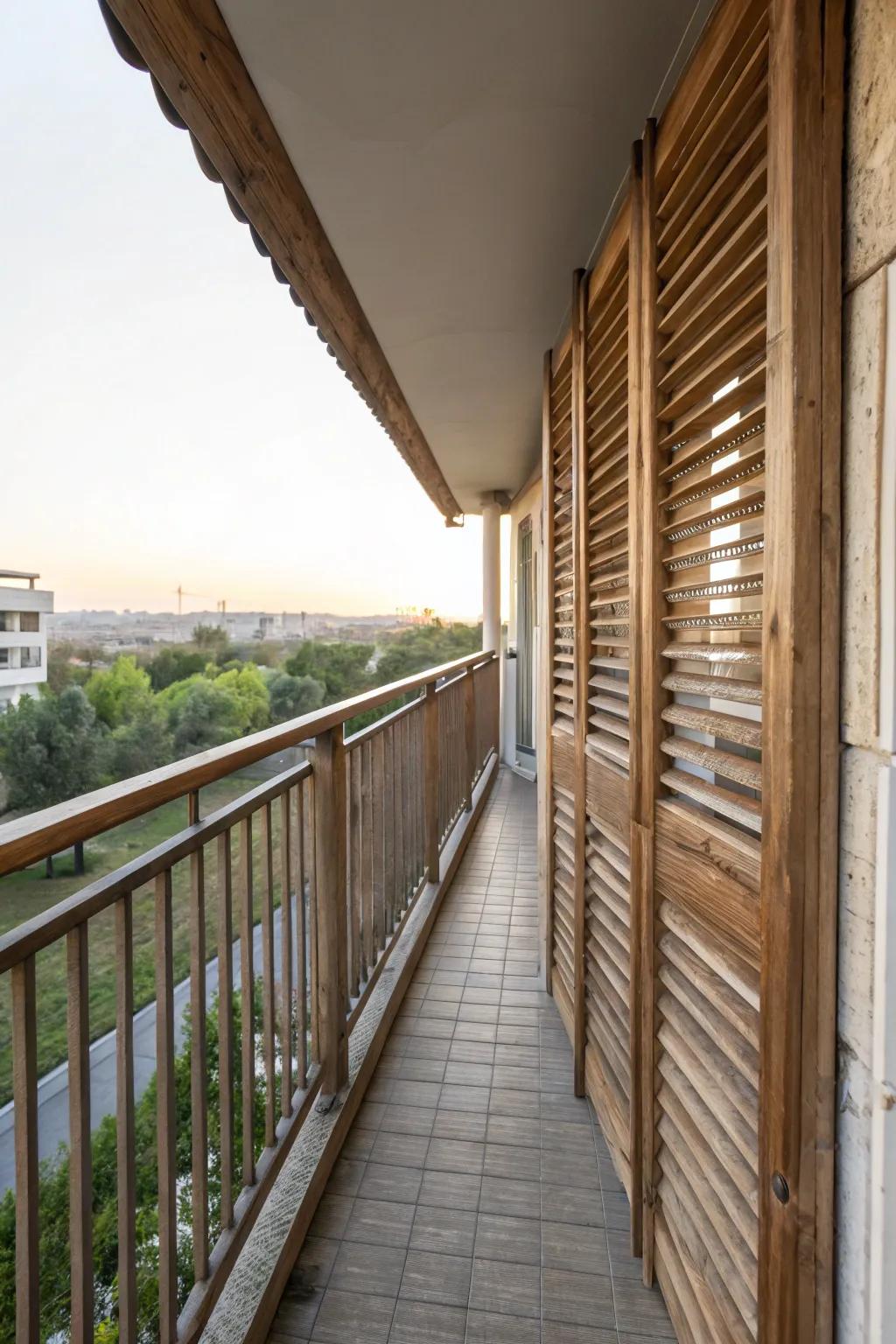 Wooden slats offer privacy while maintaining an airy feel.