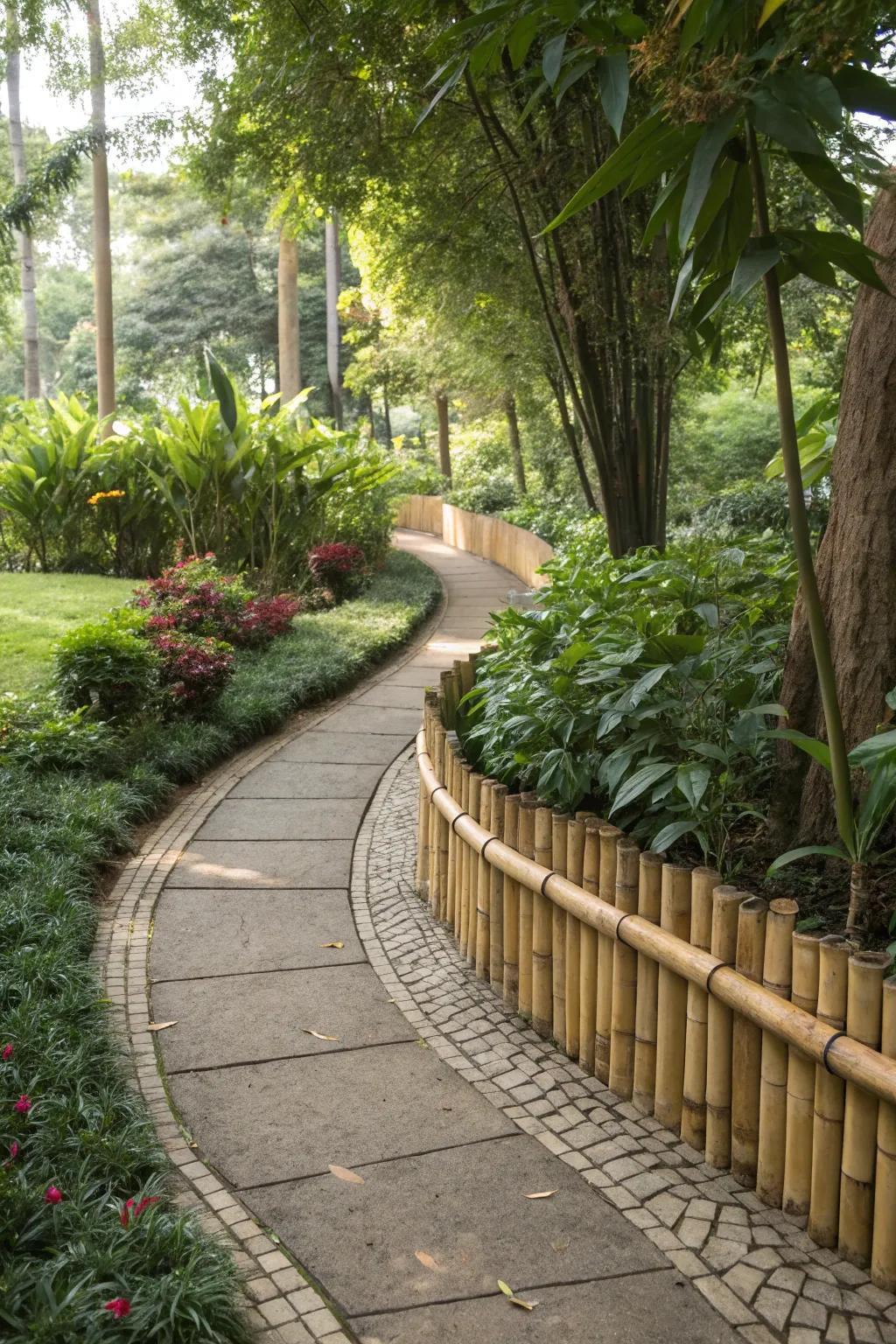 Sophisticated horizontal bamboo edging.