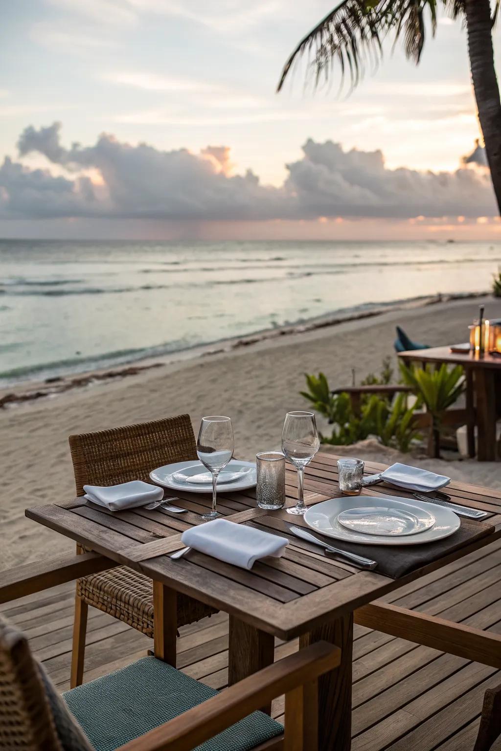 Dine in style with a picturesque ocean view.