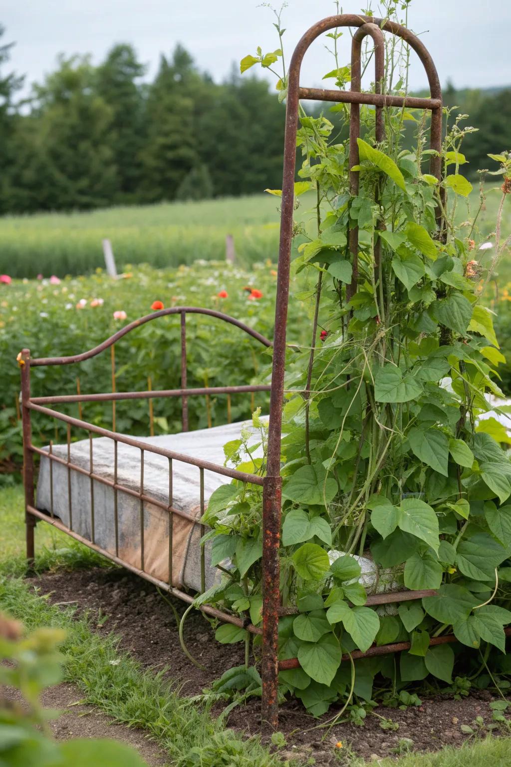 Turn the old into gold with repurposed bean supports.