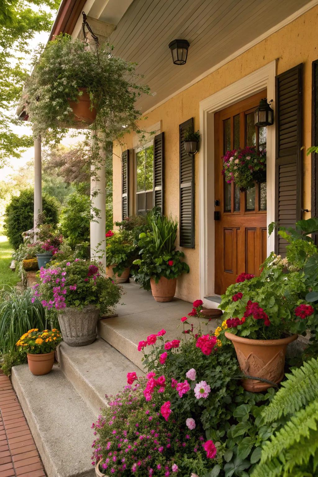 Lush greenery adds life and color to your front porch.