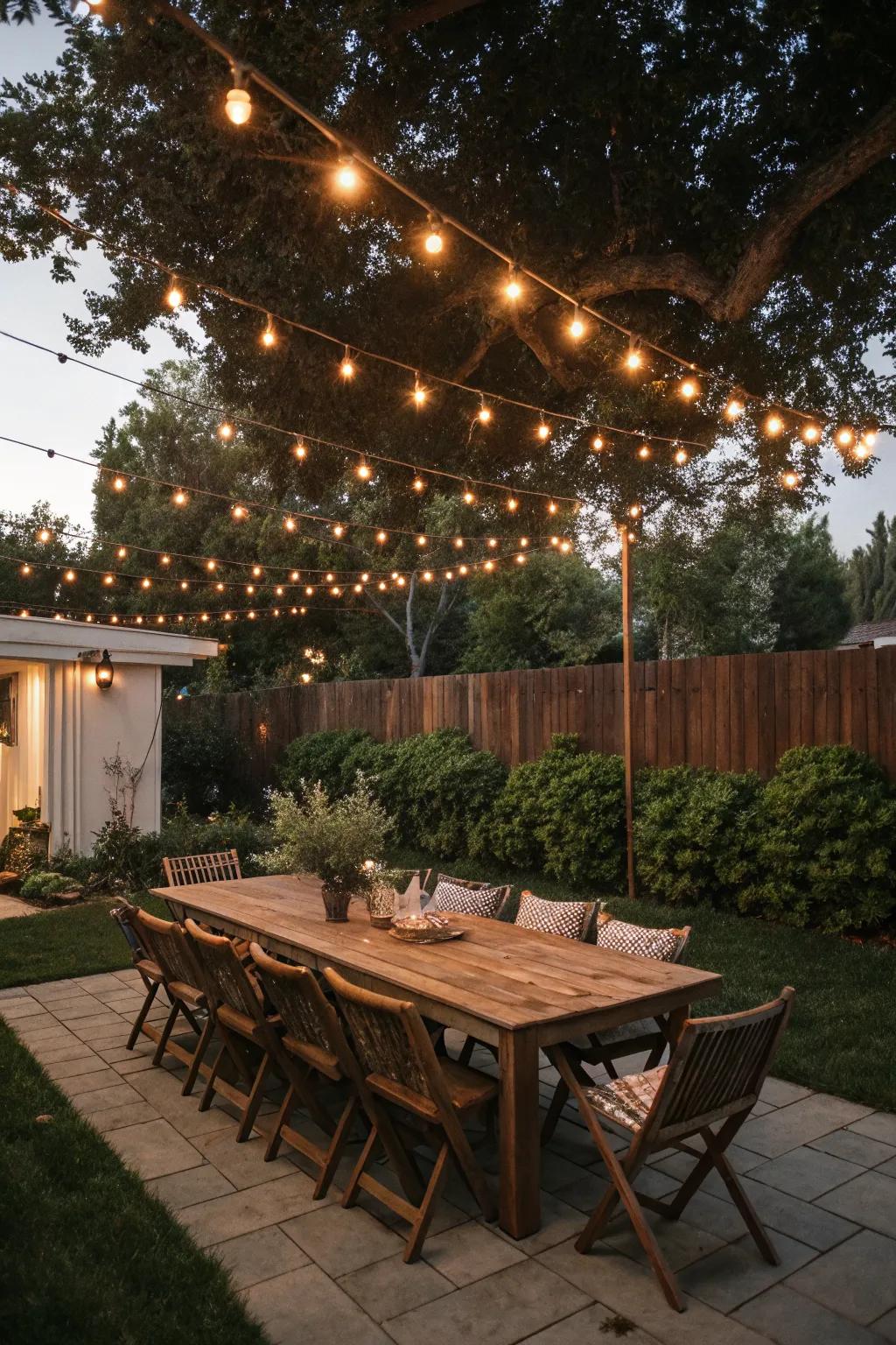 Dine under the open sky with a beautifully set outdoor table.