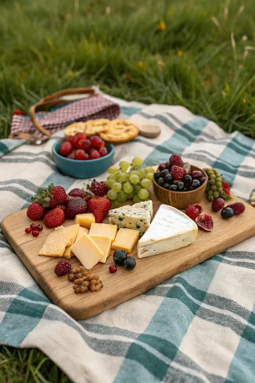 Gourmet cheese and fruit platter perfect for sharing.