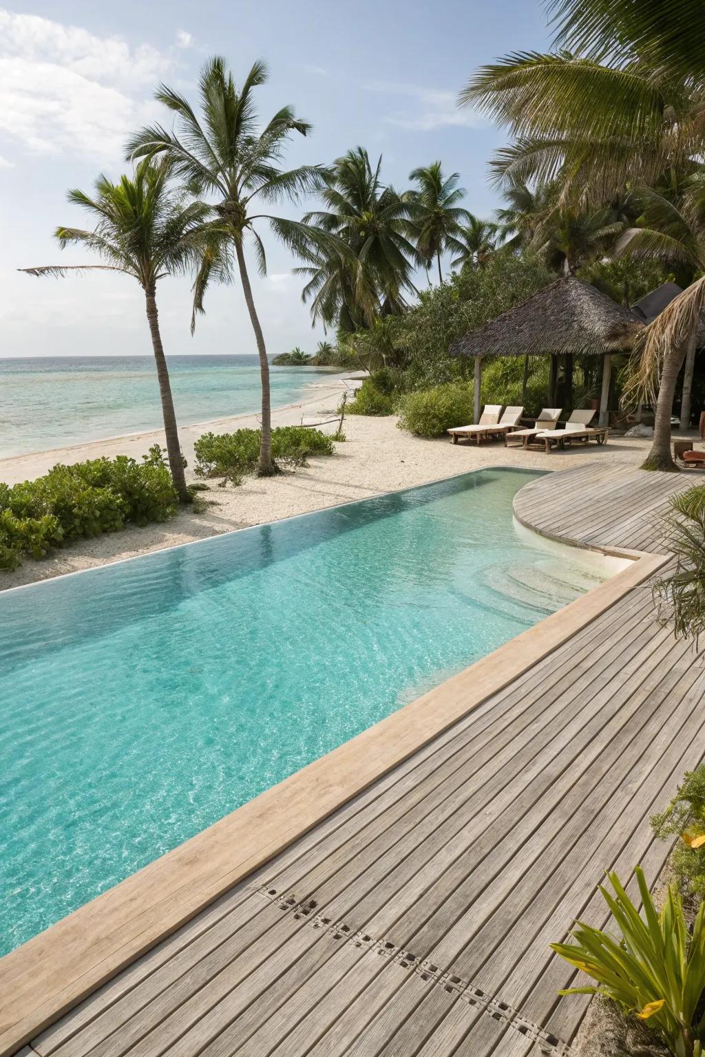Crystal blue pool offering a serene, tropical escape.