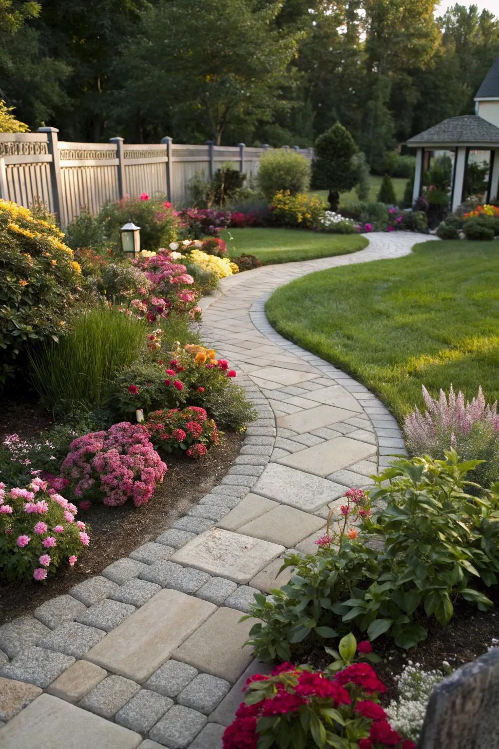 Stone pathways that elegantly guide visitors through the yard.