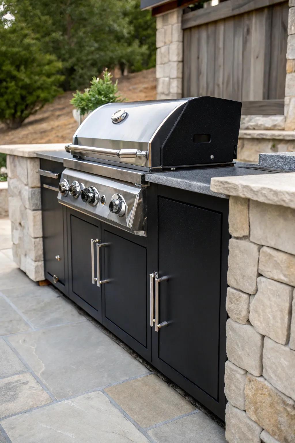 A well-integrated grill station perfect for outdoor gatherings.