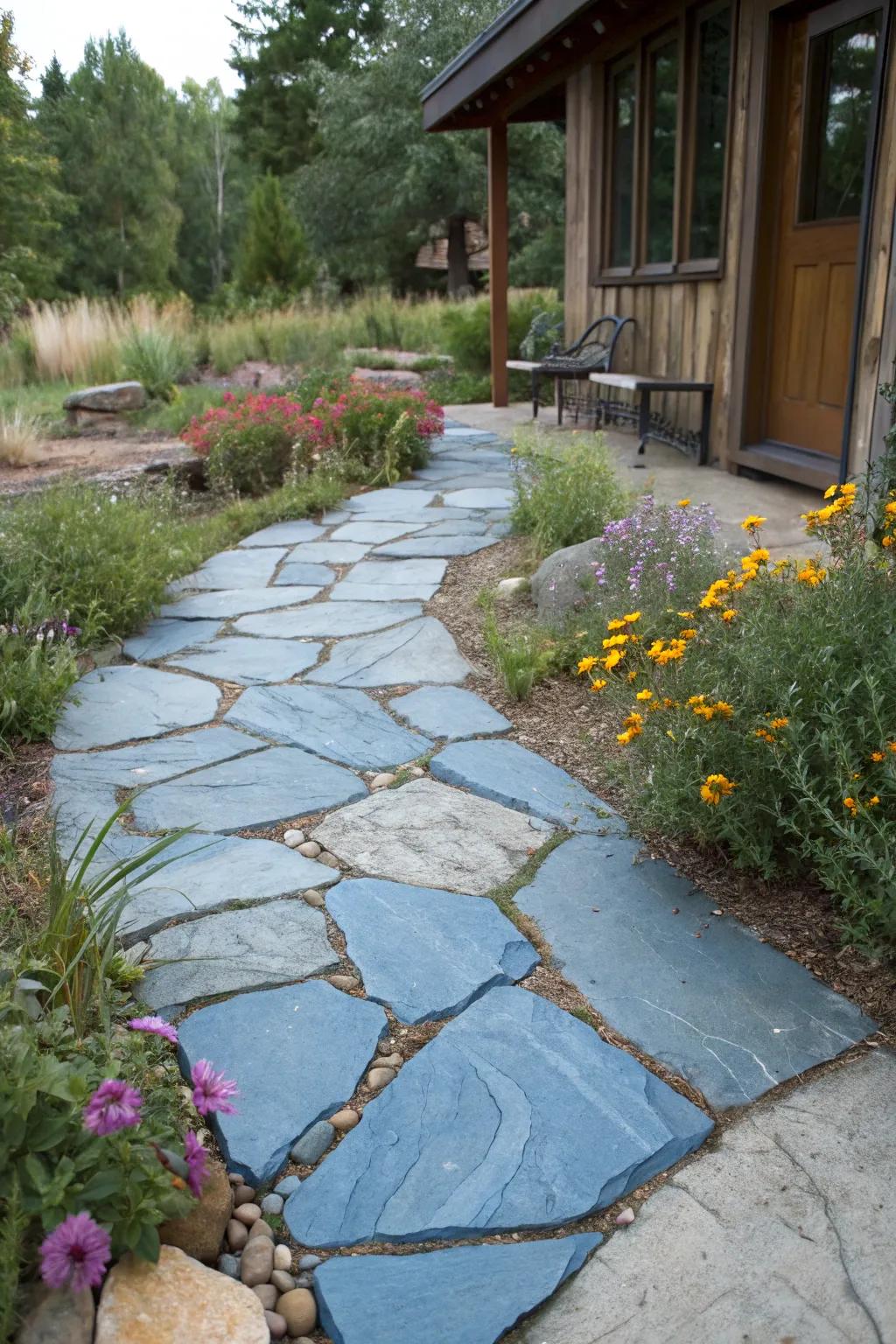 Rustic charm with natural blue stone