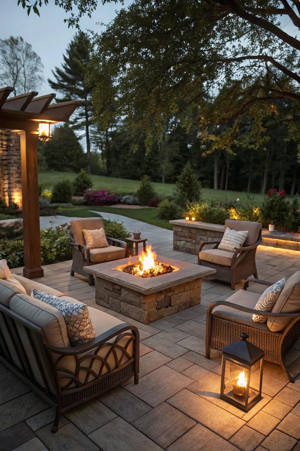 Gather around a fire pit for warmth and cozy conversations.