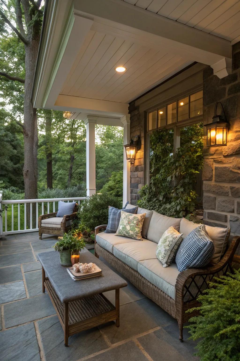 A cozy bluestone seating area perfect for relaxation.
