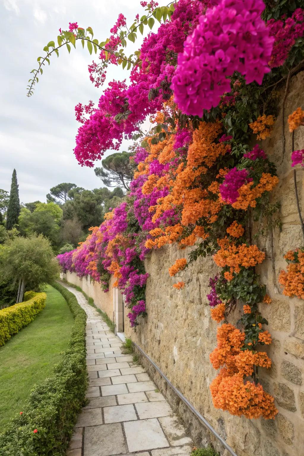 Transform dull walls with a cascade of bougainvillea.