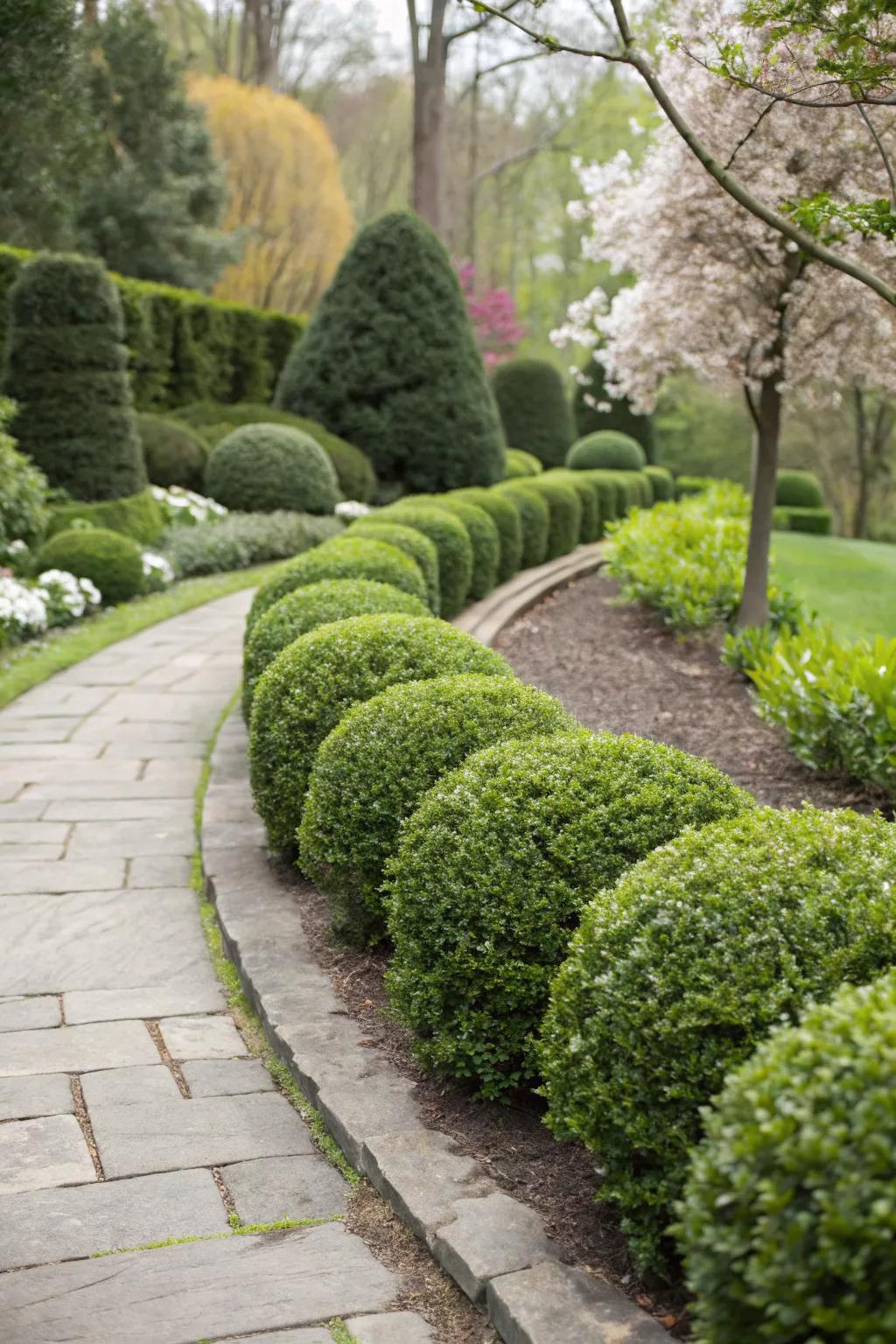 Create charming borders with boxwoods.