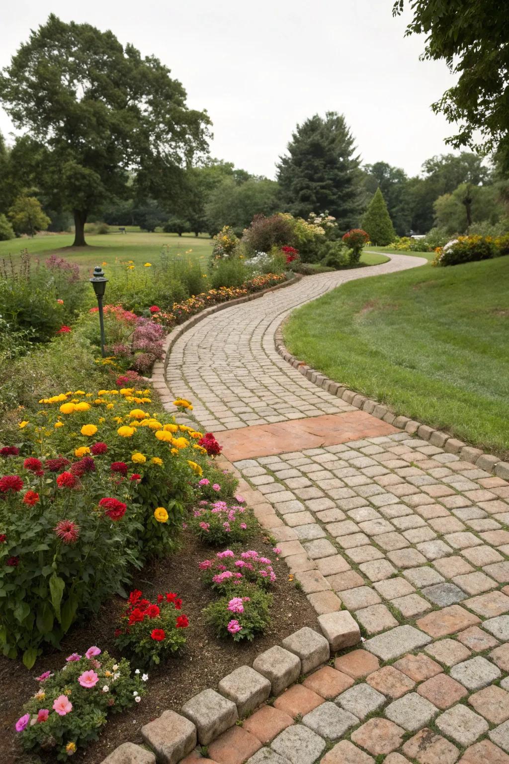 Cobblestone patterns add European charm to your outdoor spaces.