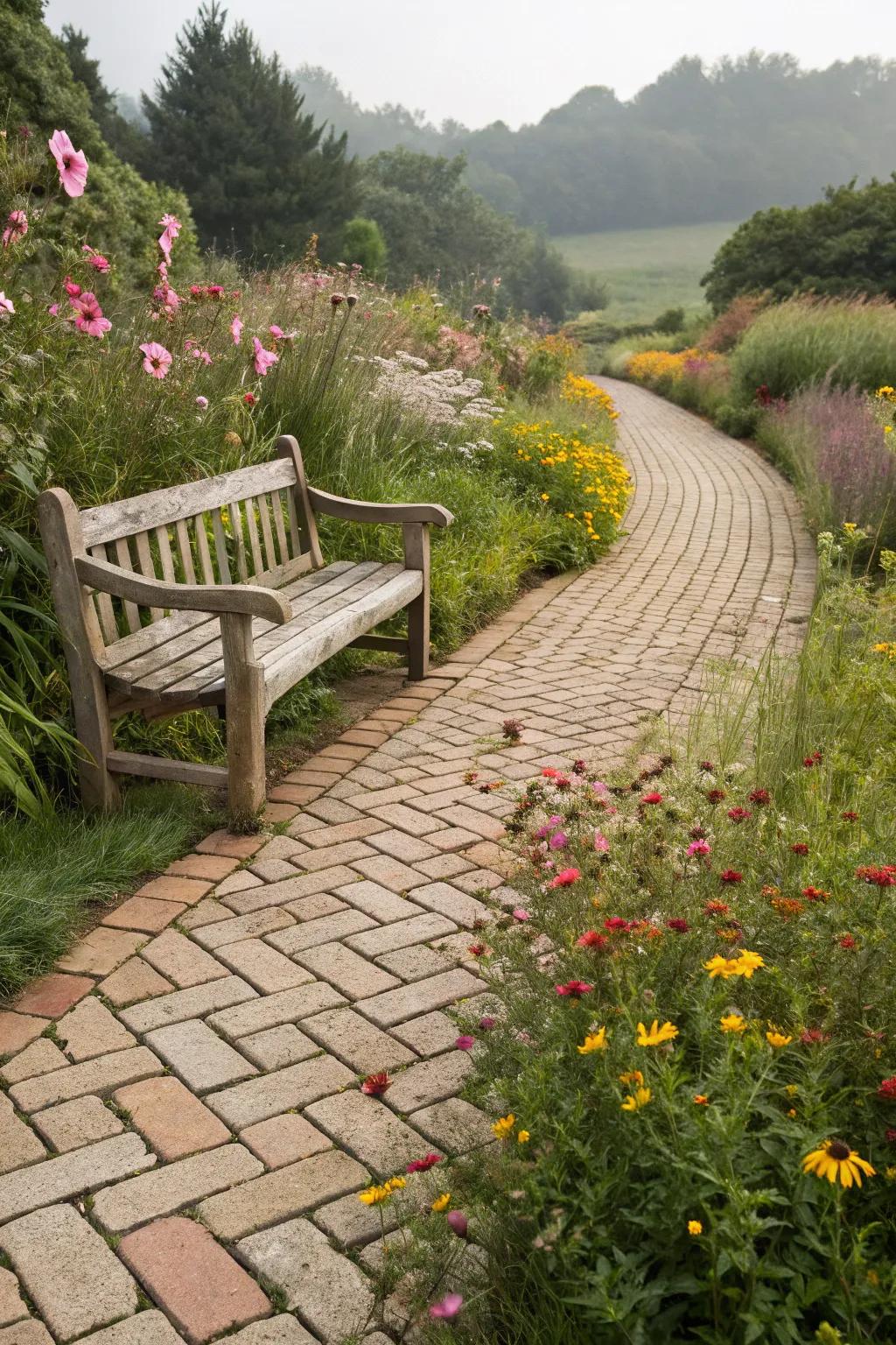 A nostalgic cobblestone-inspired walkway for a timeless look.