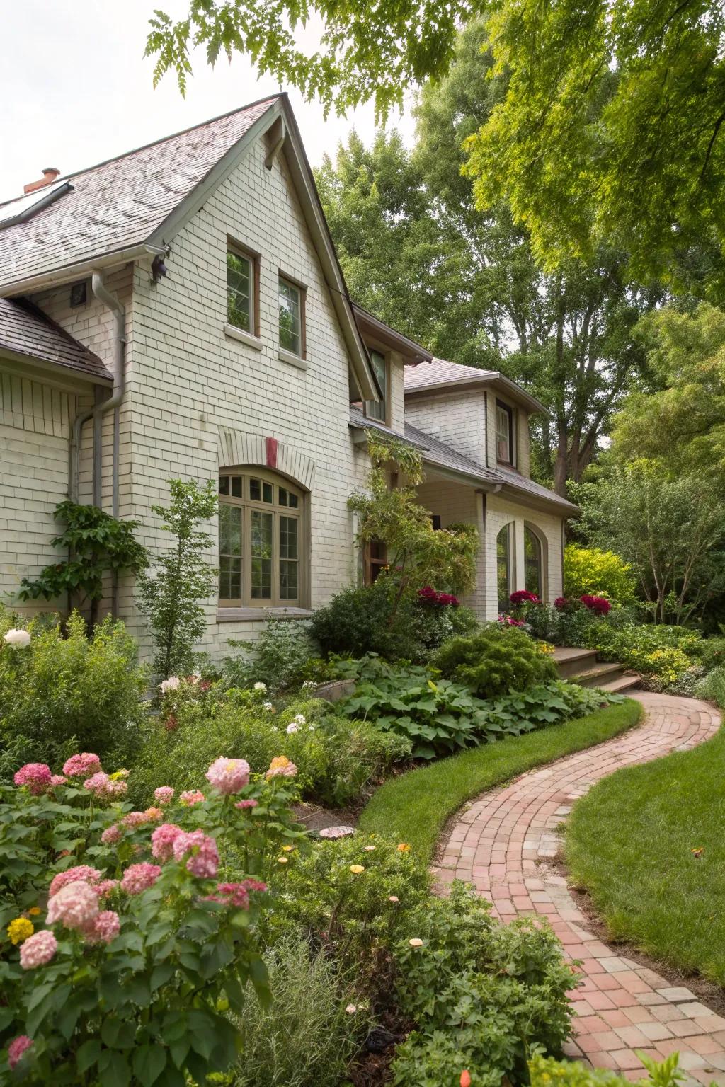 Hidden White offers a soft, neutral backdrop for vibrant gardens.
