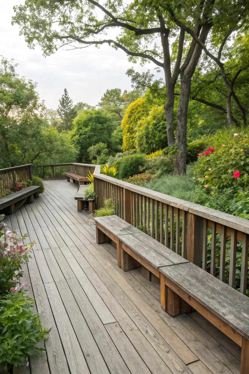 Wooden built-in seating for a warm, natural look.