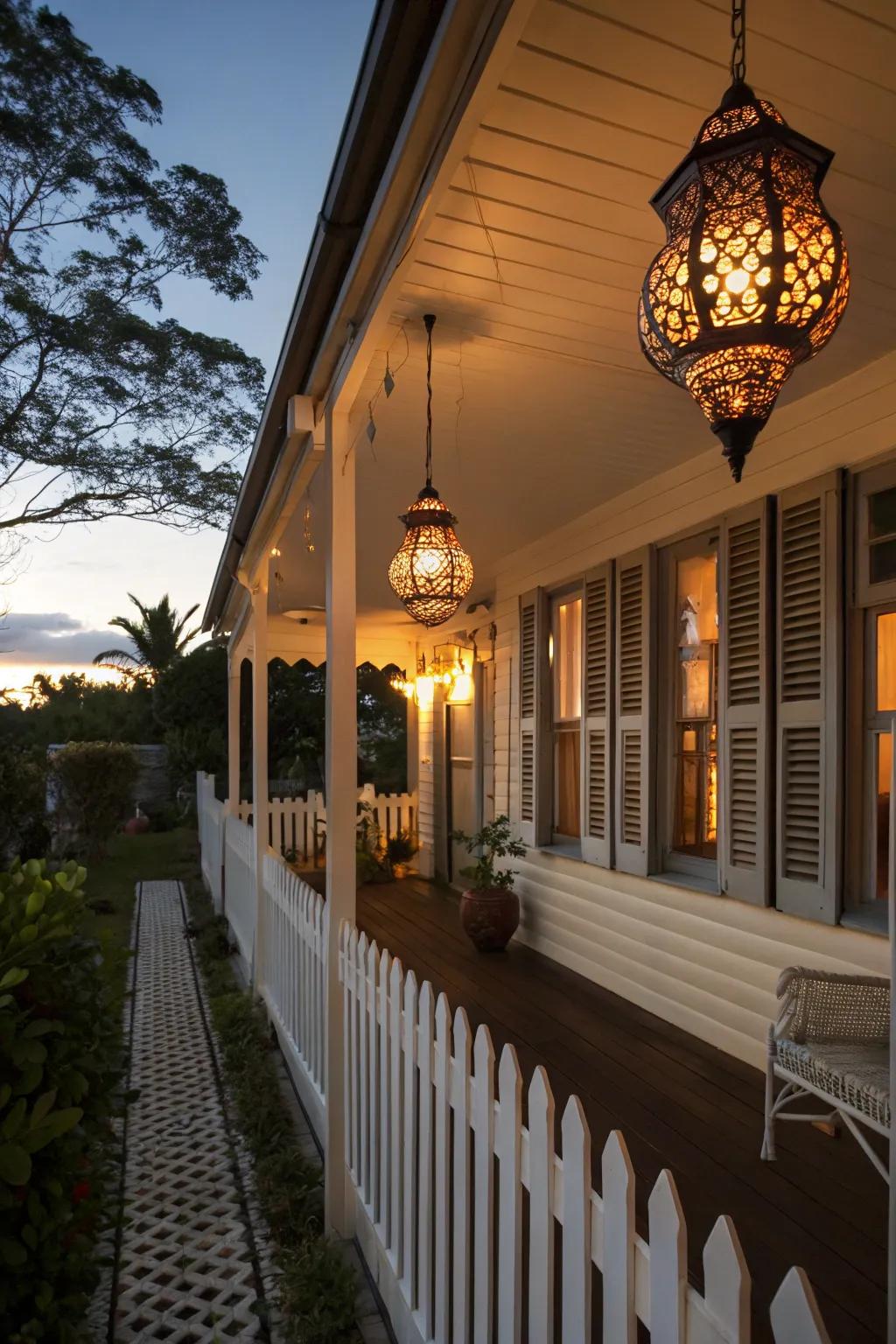 Lanterns can create a warm and inviting atmosphere on your porch.