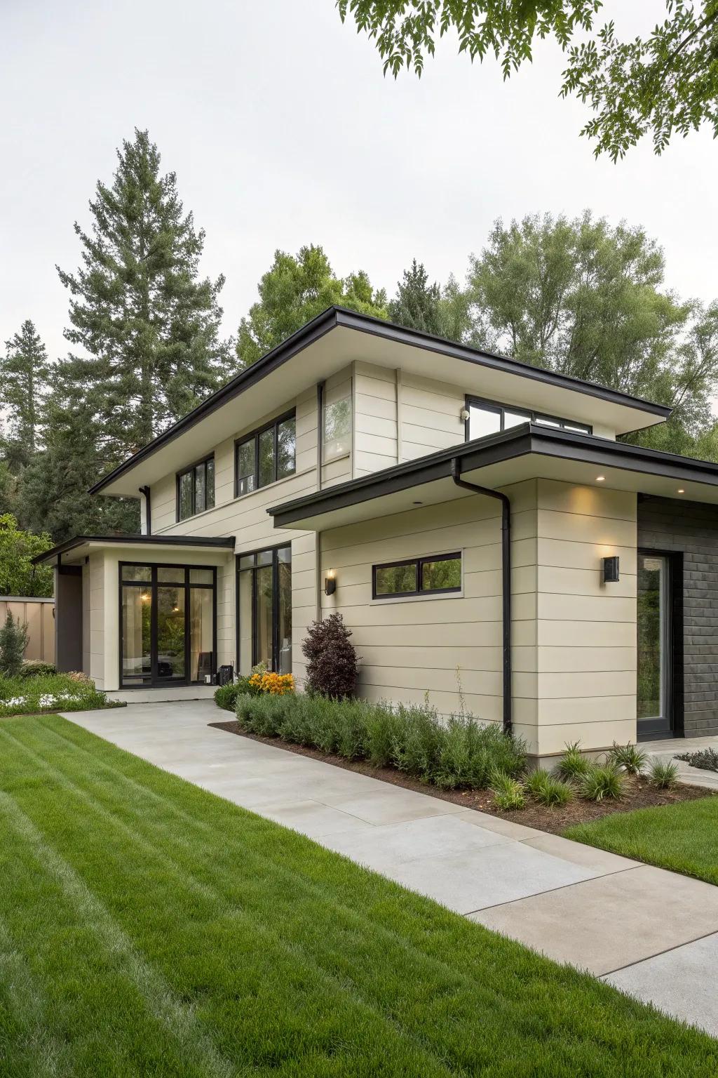 Fiber cement siding offers a sleek, modern finish with minimal upkeep.