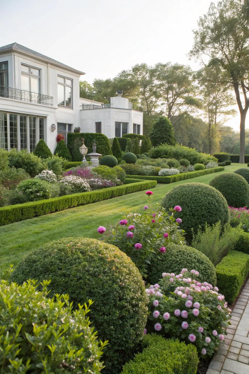 Geometric shapes bring a structured elegance to your outdoor space.