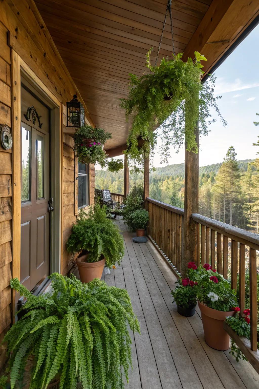Greenery breathes life into the porch.
