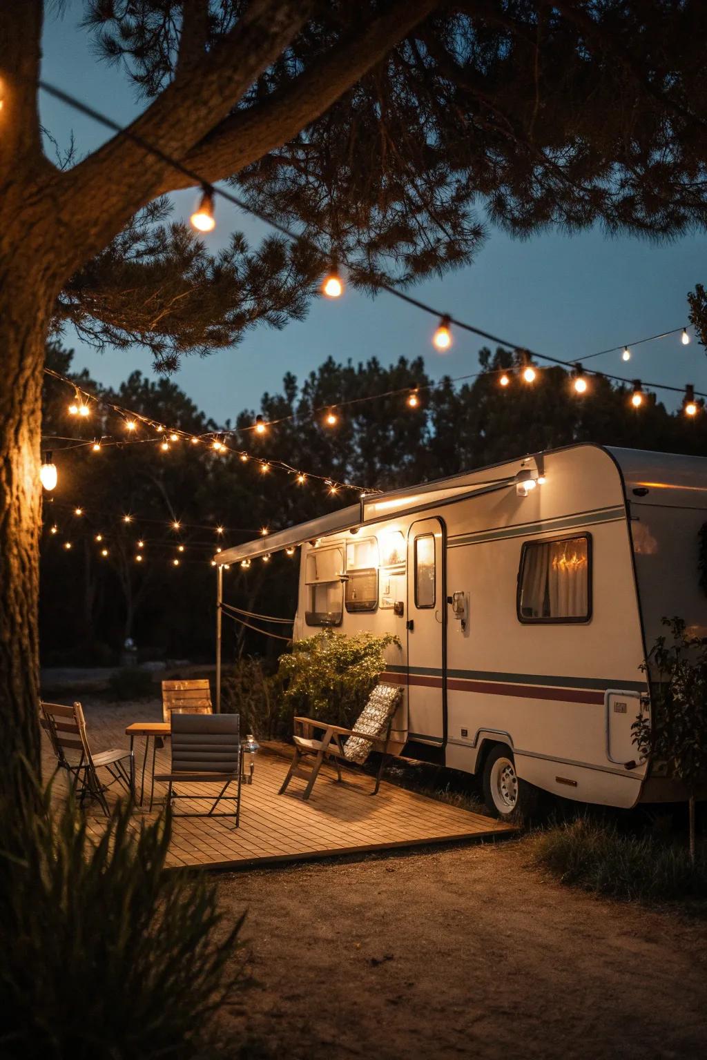 Illuminate your patio with the warm glow of string lights.