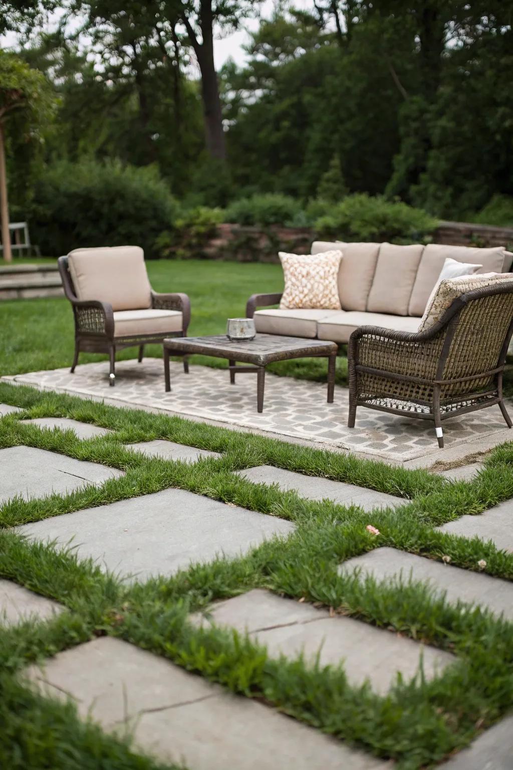 Pavers provide a stable base for outdoor furniture