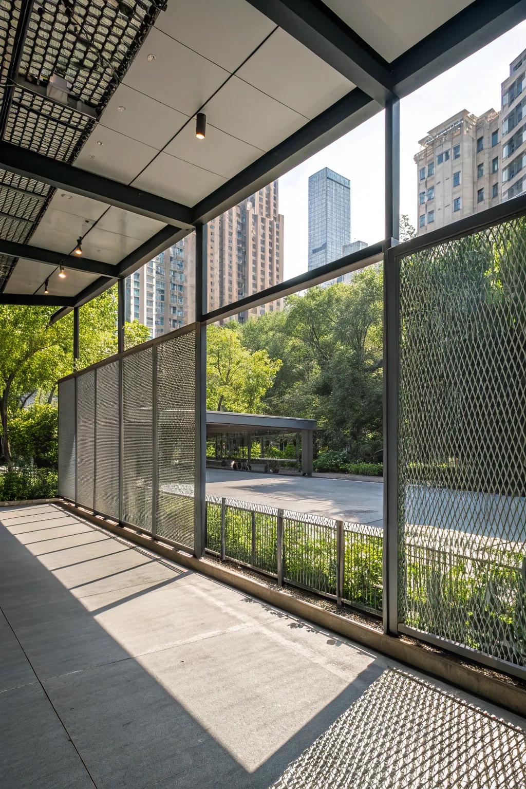 Metal mesh panels bring a modern industrial look to your carport.