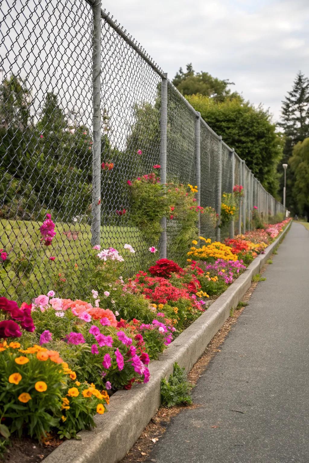 Garden edging adds both beauty and utility to fence gaps.