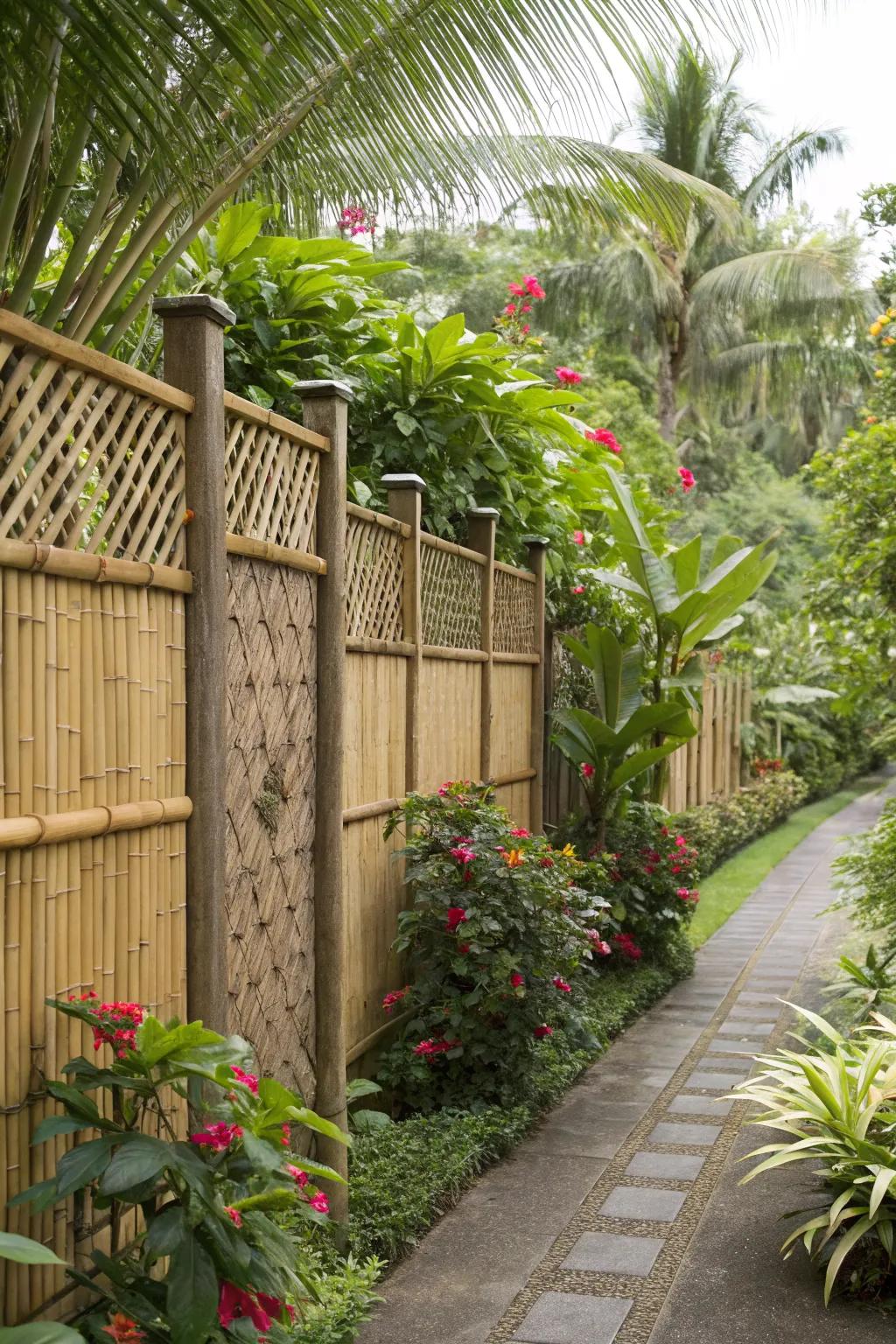 Bamboo screens bring a touch of the tropics to any garden.