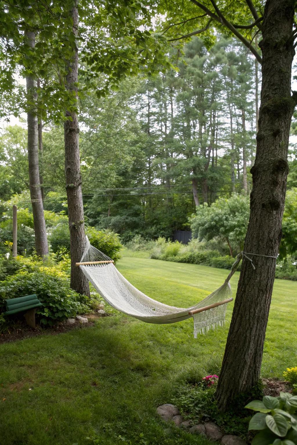 Swing into relaxation with a backyard hammock.