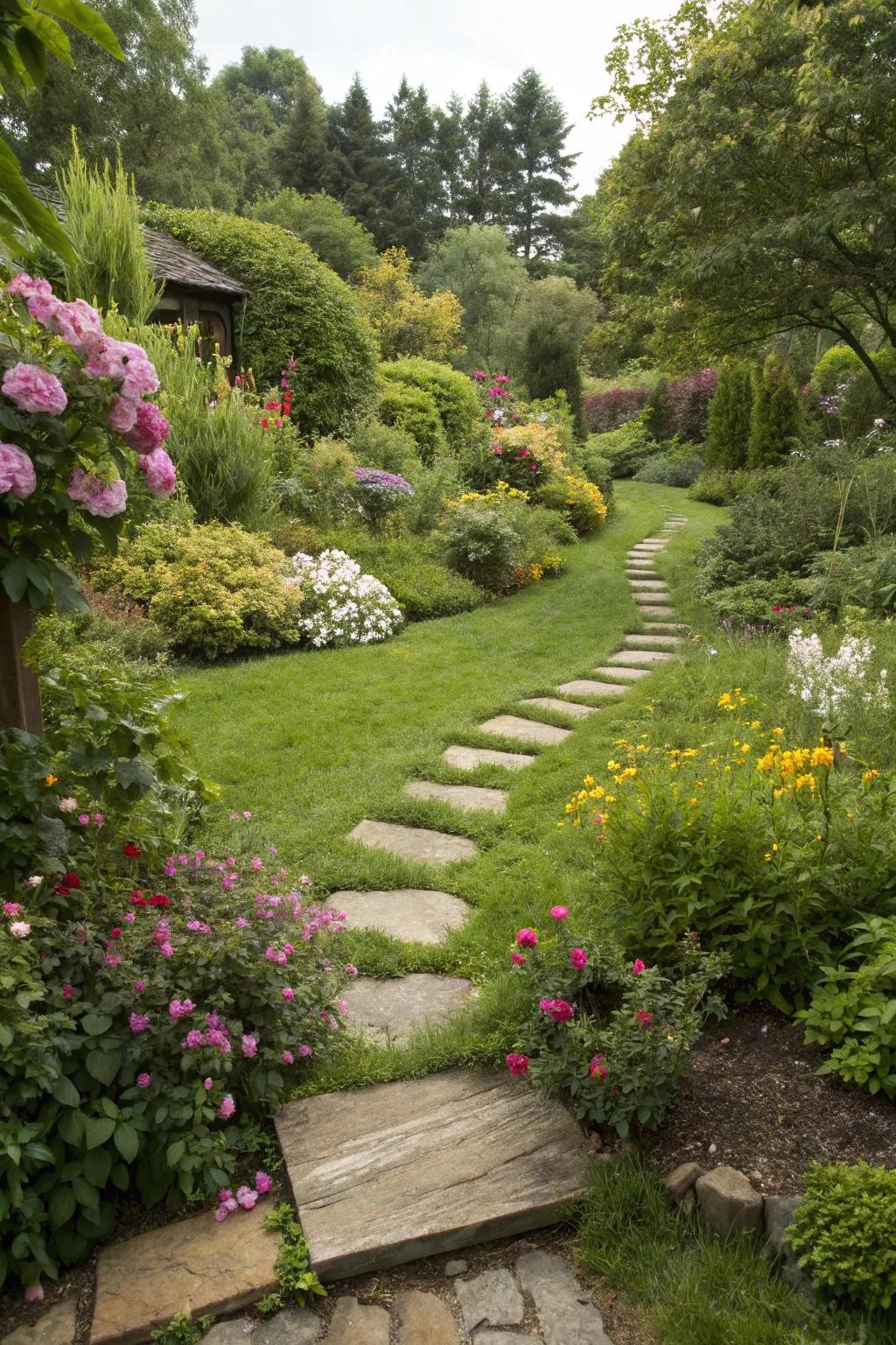 Stepping stones bring a natural and inviting flow to garden pathways.