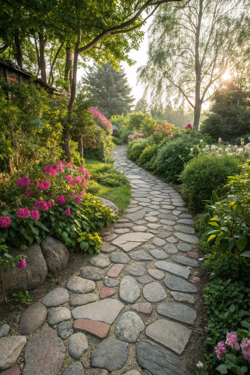 Create inviting paths with locally sourced stones.