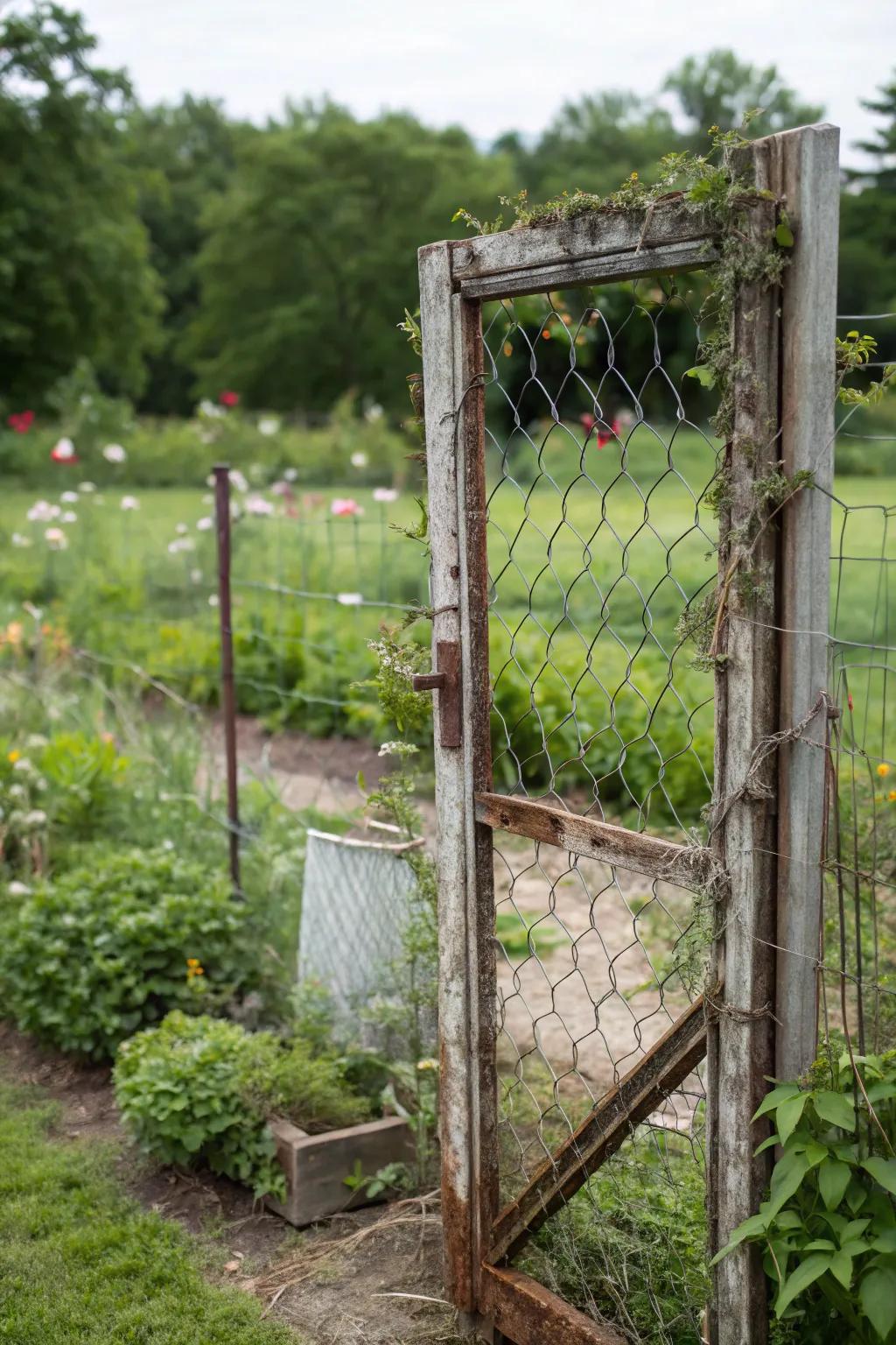 A wire mesh gate offering clear visibility and secure containment.