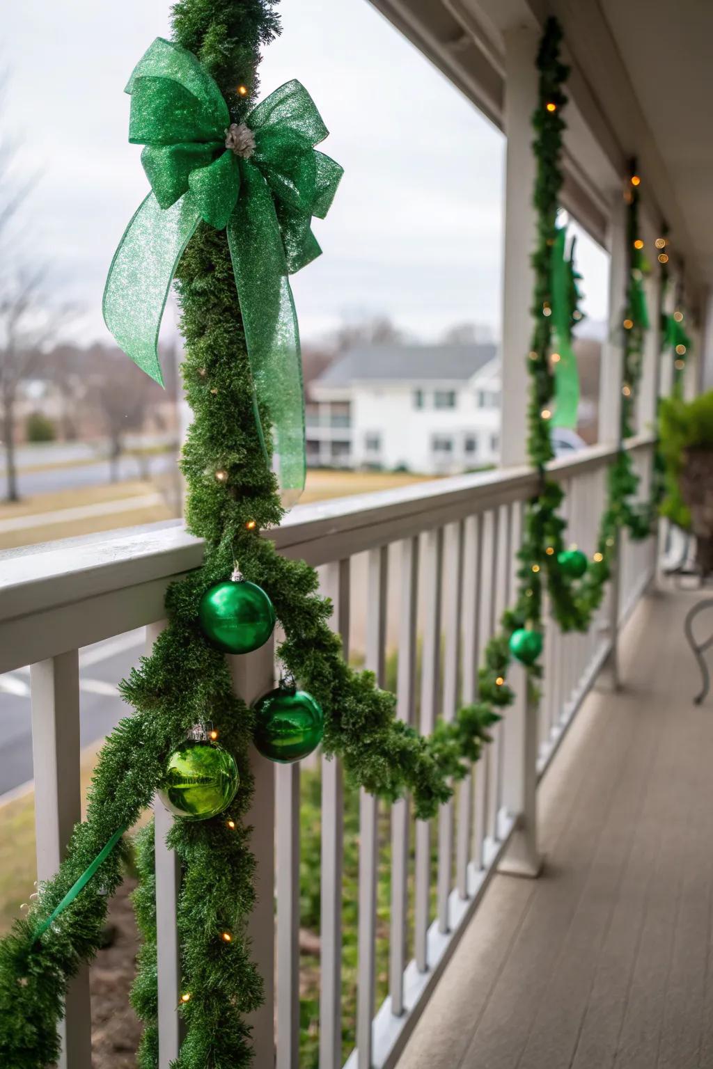 Transform your balcony with festive green garlands.