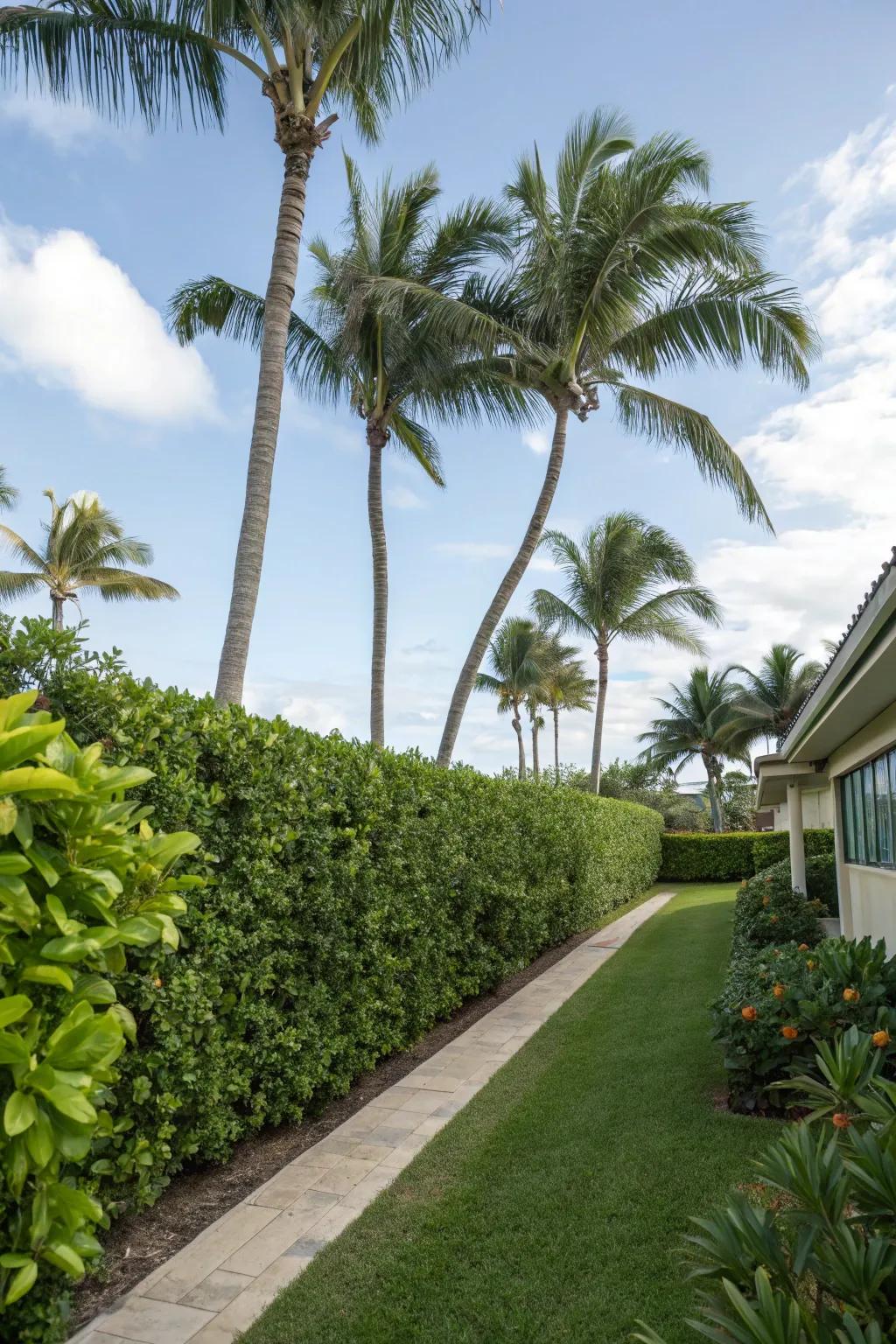 Tropical vibes with clusia and palms.