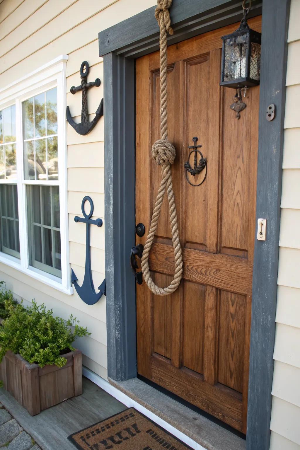 Nautical accents add a seaside charm to your front door.