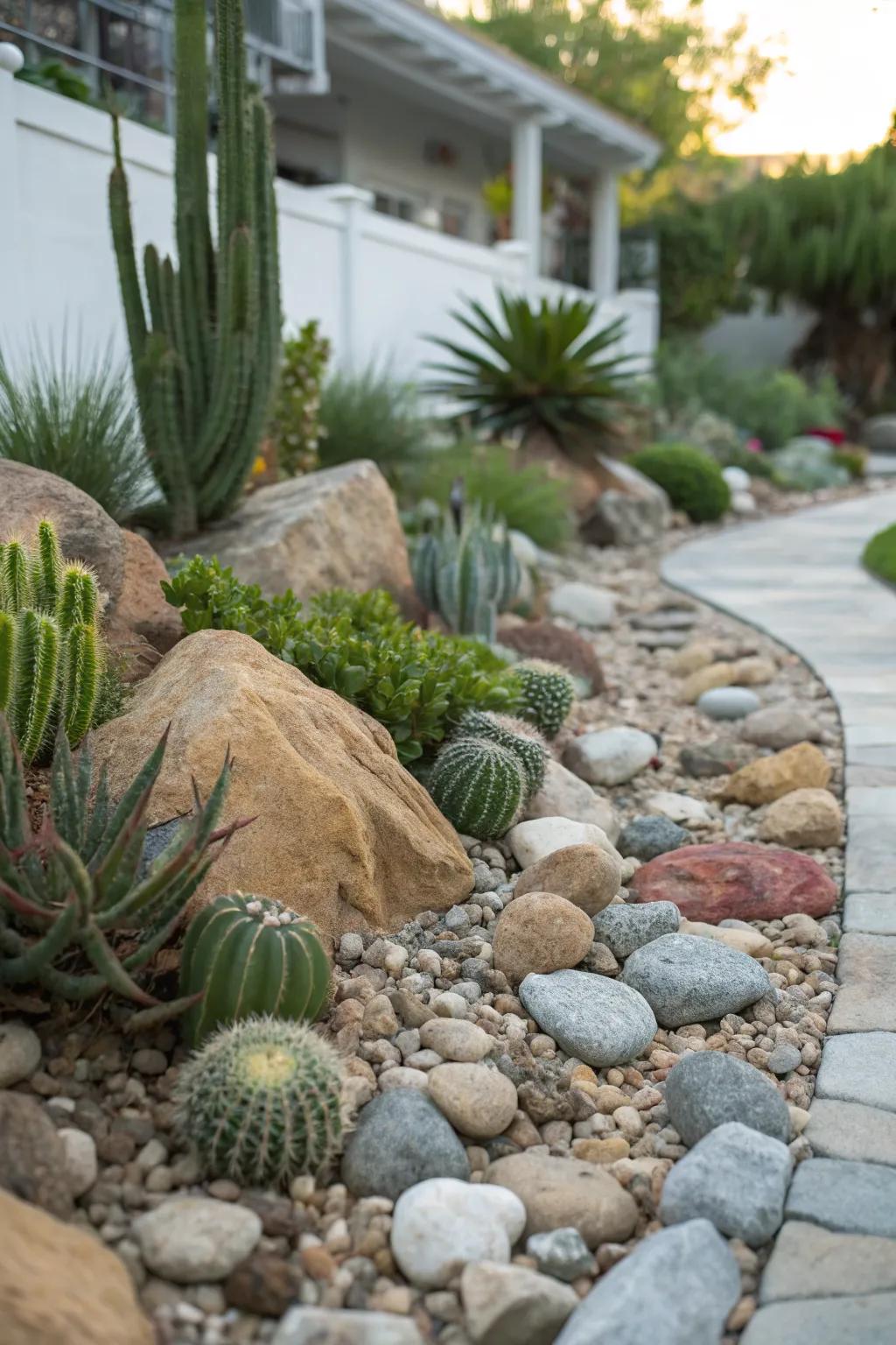 A beautifully designed rock garden in a Colorado xeriscape.