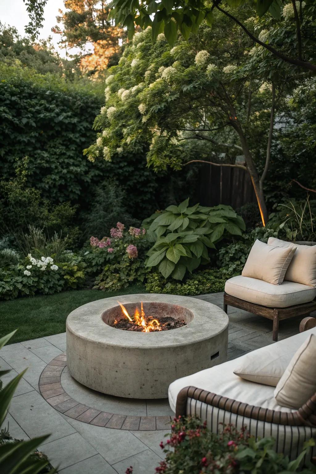 A circular design that invites warmth and social gatherings.