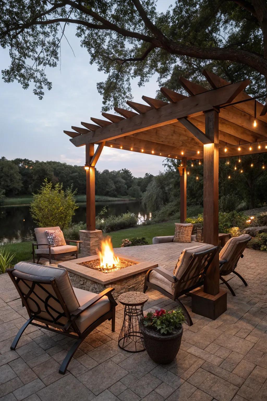 Warm up your patio with a fire pit for cozy evenings.