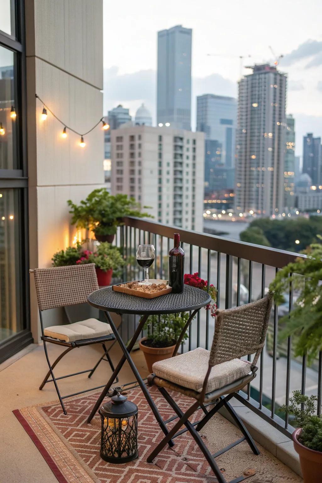 Enjoy alfresco dining on your balcony with a bistro table set.